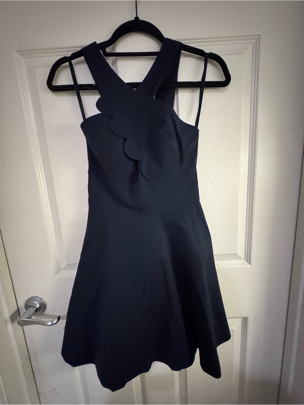 Armani Exchange Black One-Shoulder Scallop A-Line Dress